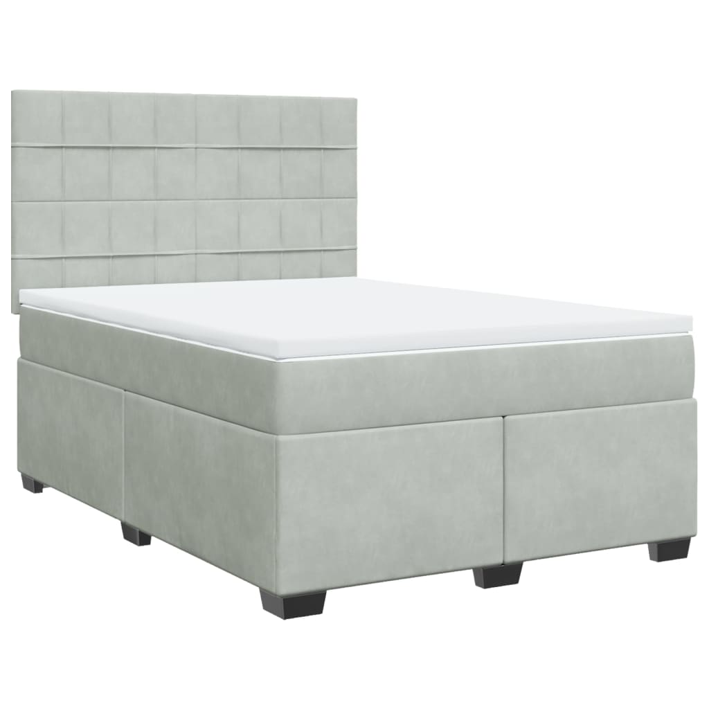 Boxspring met matras fluweel donkergrijs 140x200 cm