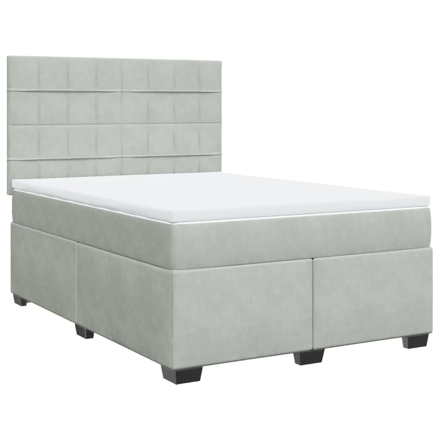 Boxspring met matras fluweel donkergrijs 140x200 cm