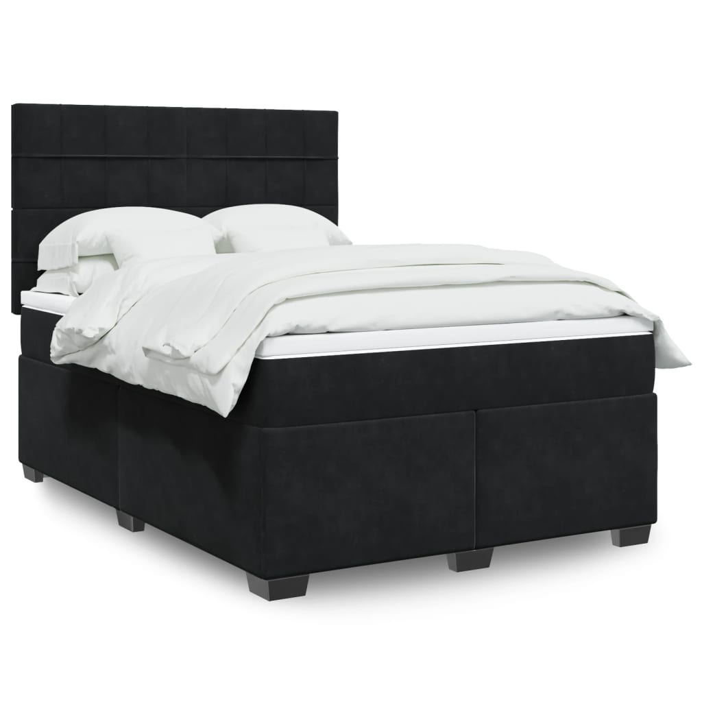 Boxspring met matras fluweel zwart 140x200 cm