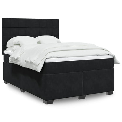Boxspring met matras fluweel zwart 140x200 cm