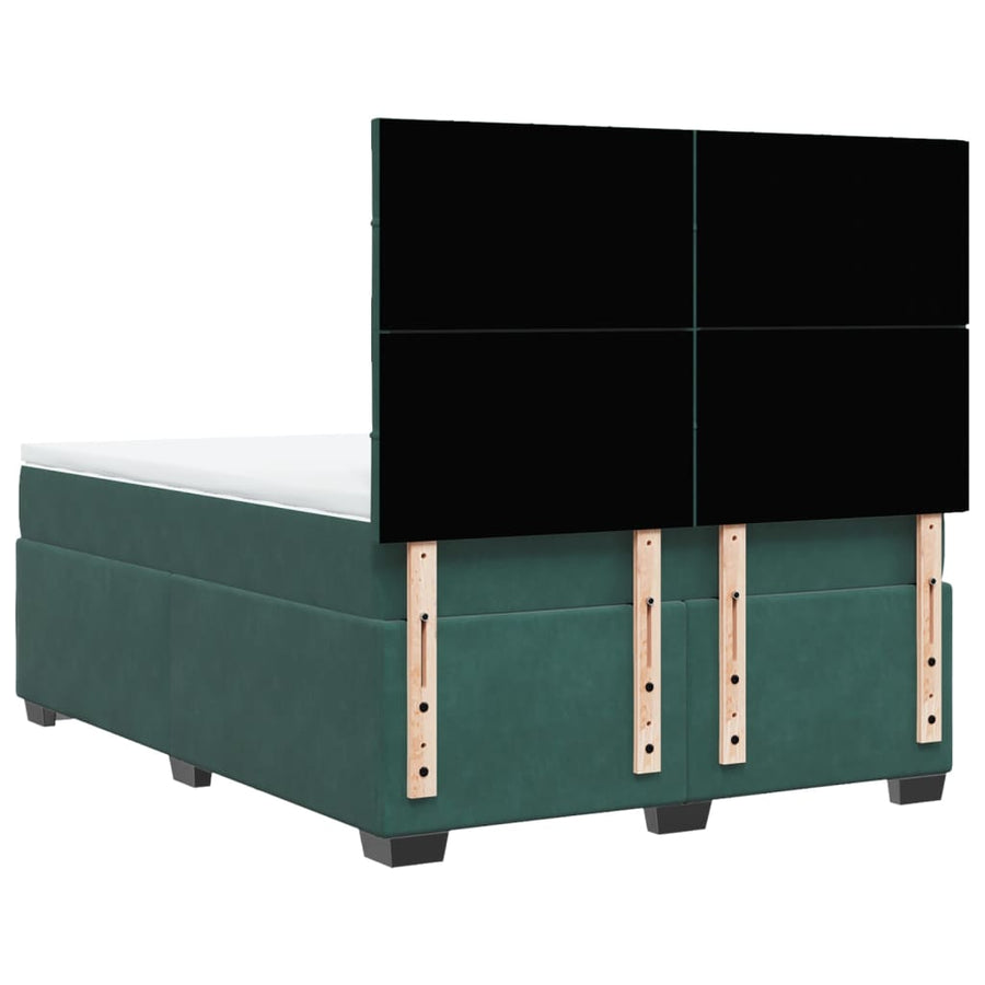 Boxspring met matras fluweel donkergroen 140x200 cm