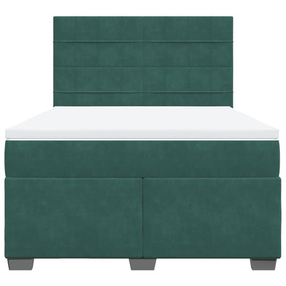 Boxspring met matras fluweel donkergroen 140x200 cm