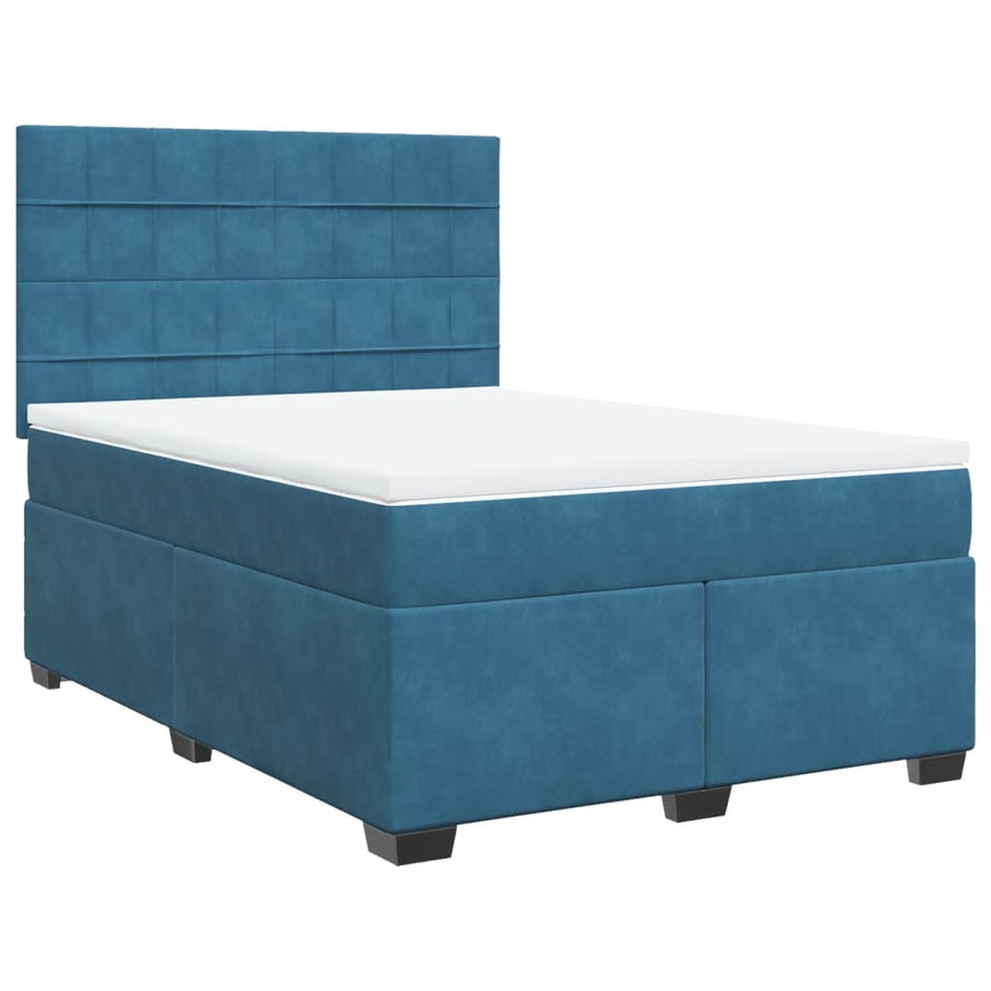 Boxspring met matras fluweel blauw 140x200 cm