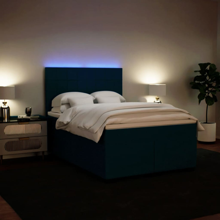 Boxspring met matras fluweel blauw 140x200 cm