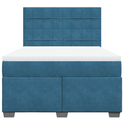 Boxspring met matras fluweel blauw 140x200 cm