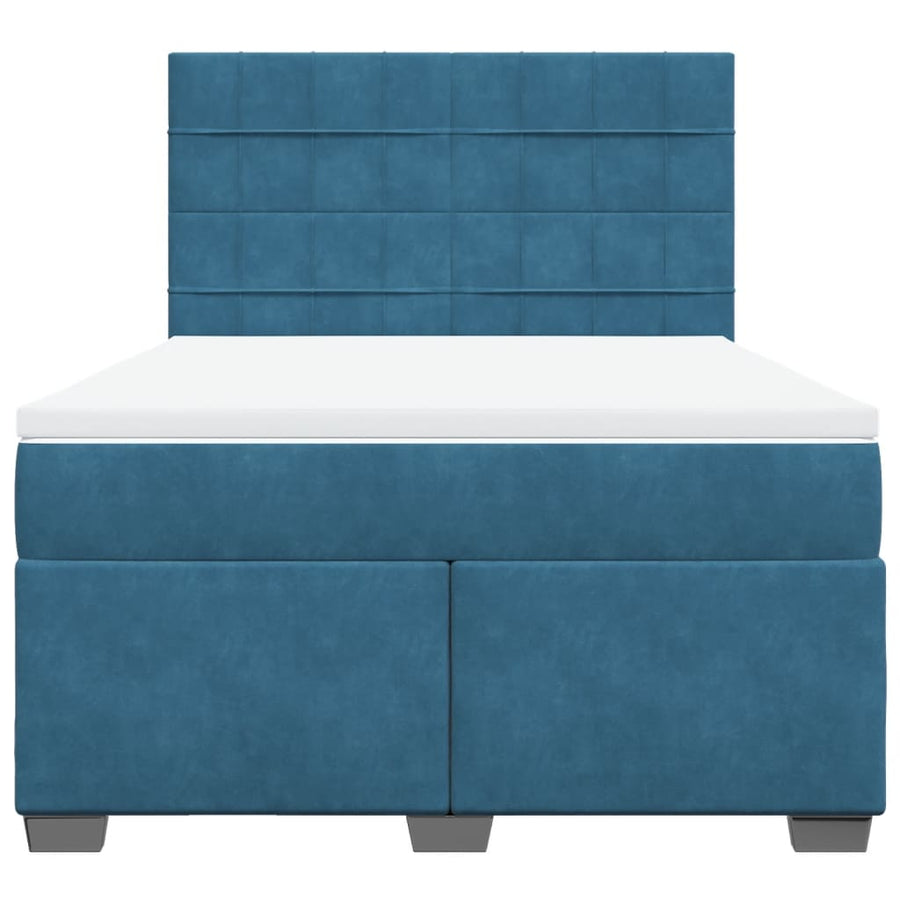 Boxspring met matras fluweel blauw 140x200 cm