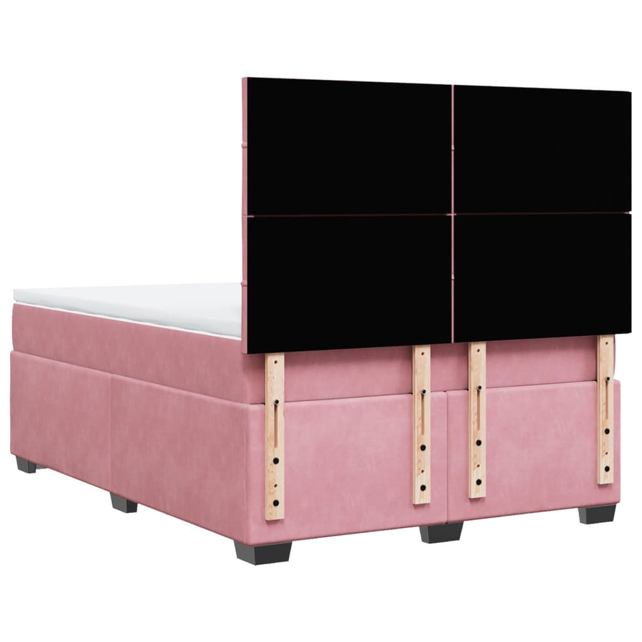 Boxspring met matras fluweel roze 140x200 cm