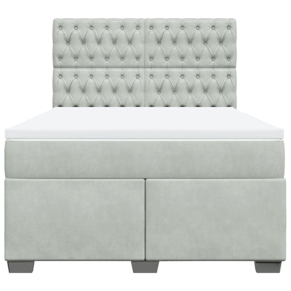 Boxspring met matras fluweel lichtgrijs 140x200 cm