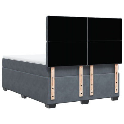 Boxspring met matras fluweel donkergrijs 140x200 cm