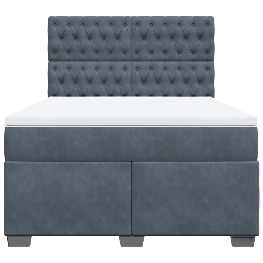 Boxspring met matras fluweel donkergrijs 140x200 cm