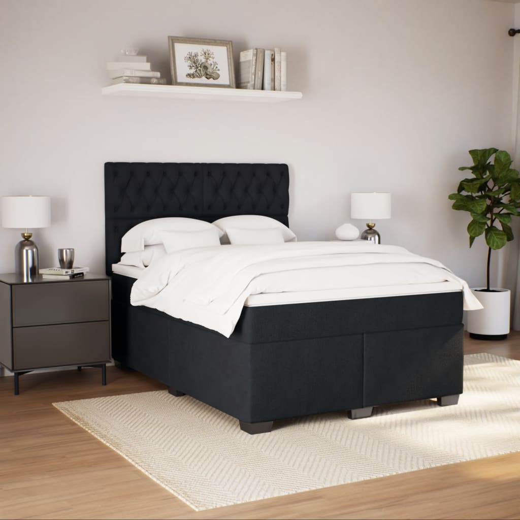 Boxspring met matras fluweel zwart 140x200 cm