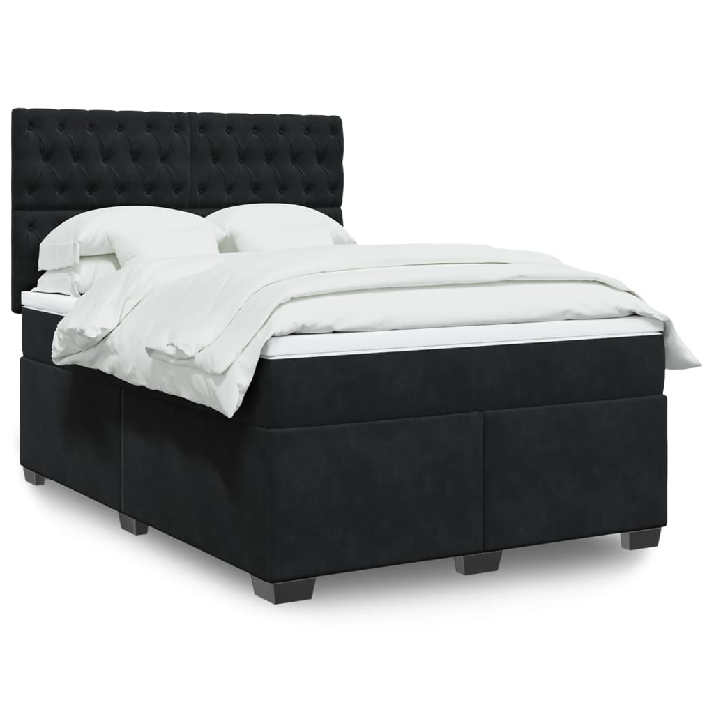 Boxspring met matras fluweel zwart 140x200 cm
