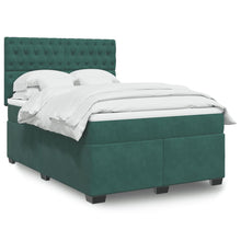 Boxspring met matras fluweel donkergroen 140x200 cm