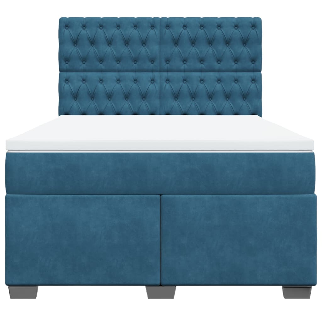 Boxspring met matras fluweel blauw 140x200 cm