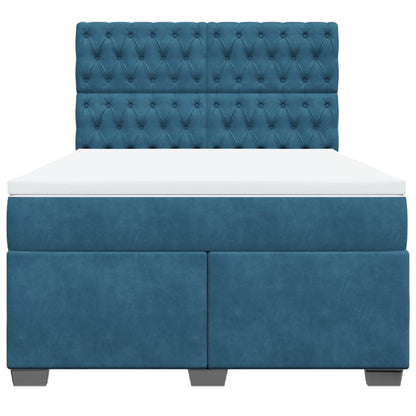 Boxspring met matras fluweel blauw 140x200 cm