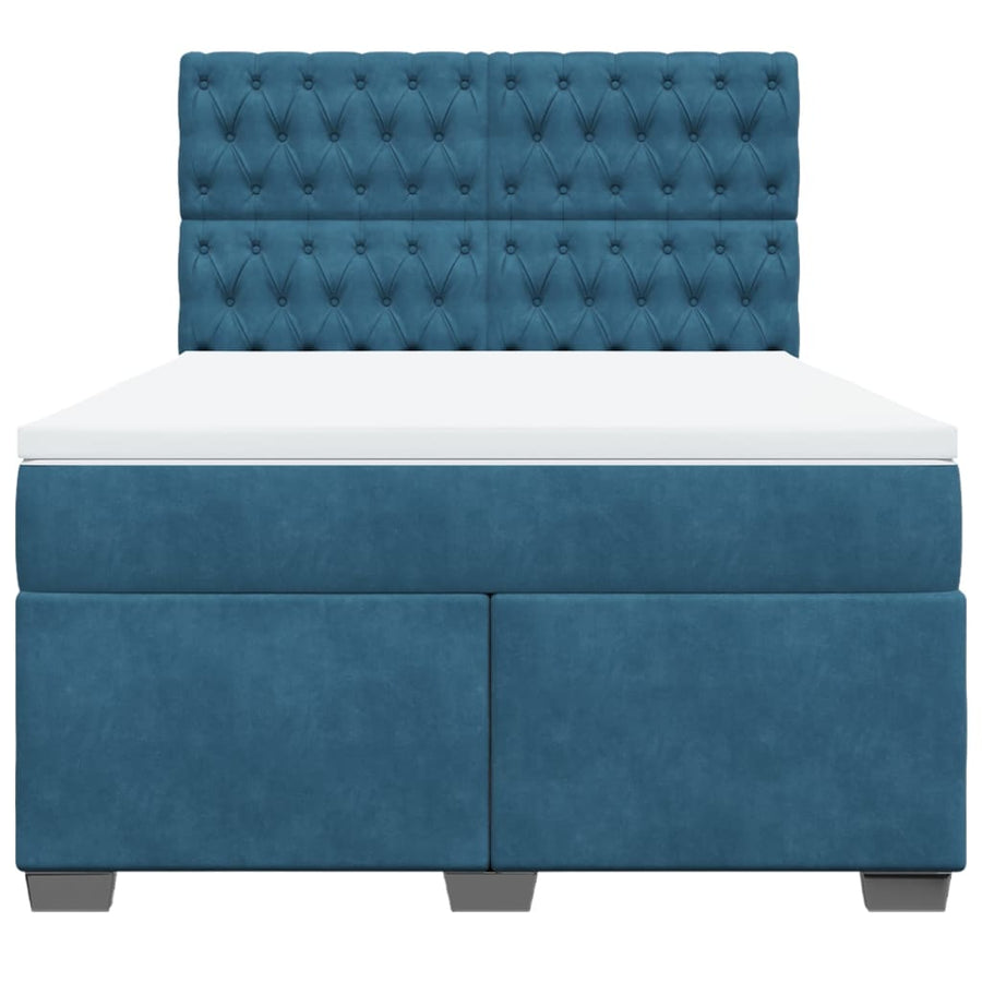 Boxspring met matras fluweel blauw 140x200 cm