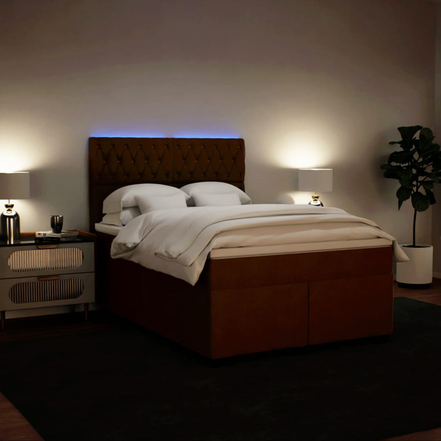 Boxspring met matras fluweel roze 140x200 cm