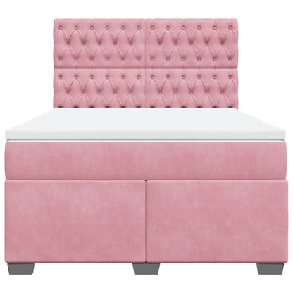 Boxspring met matras fluweel roze 140x200 cm