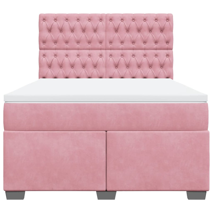 Boxspring met matras fluweel roze 140x200 cm