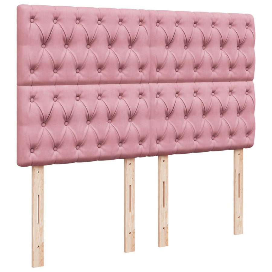 Boxspring met matras fluweel roze 140x200 cm