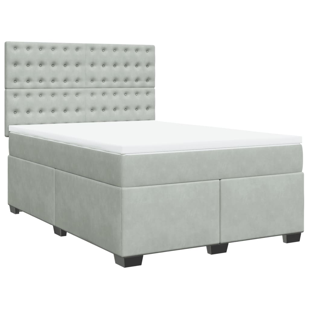 Boxspring met matras fluweel lichtgrijs 140x200 cm