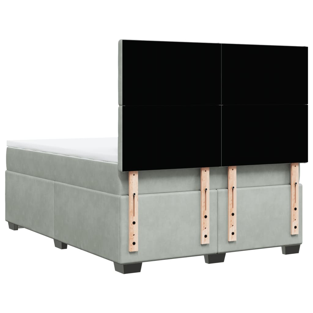 Boxspring met matras fluweel lichtgrijs 140x200 cm