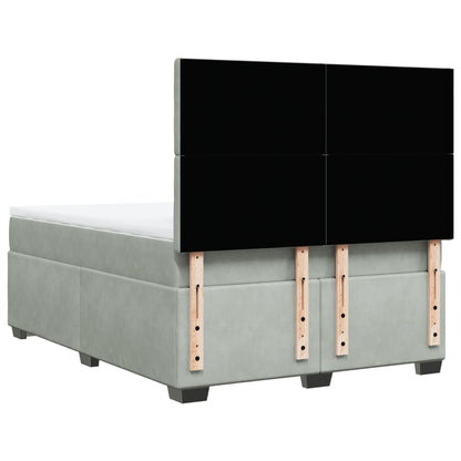 Boxspring met matras fluweel lichtgrijs 140x200 cm