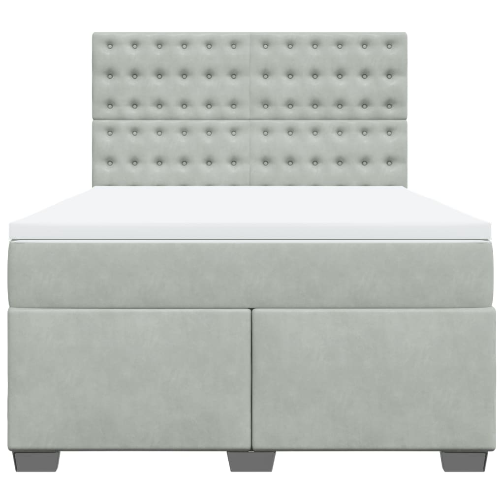 Boxspring met matras fluweel lichtgrijs 140x200 cm