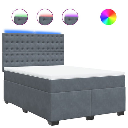 Boxspring met matras fluweel donkergrijs 140x200 cm
