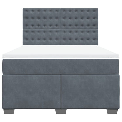 Boxspring met matras fluweel donkergrijs 140x200 cm