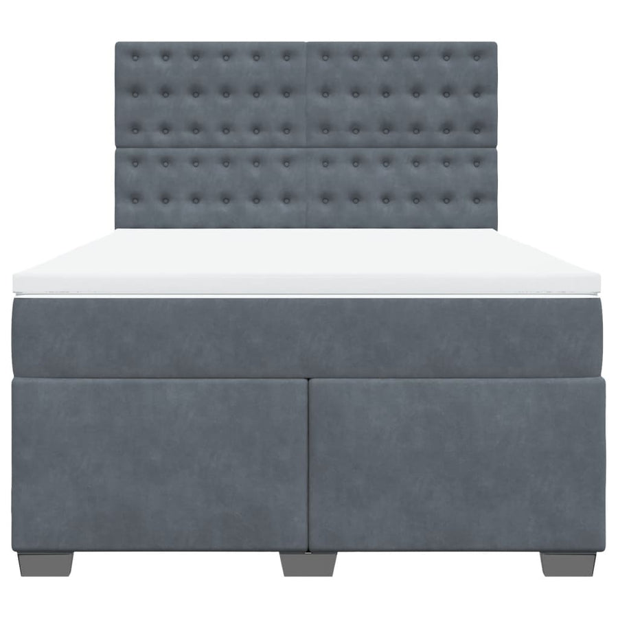 Boxspring met matras fluweel donkergrijs 140x200 cm