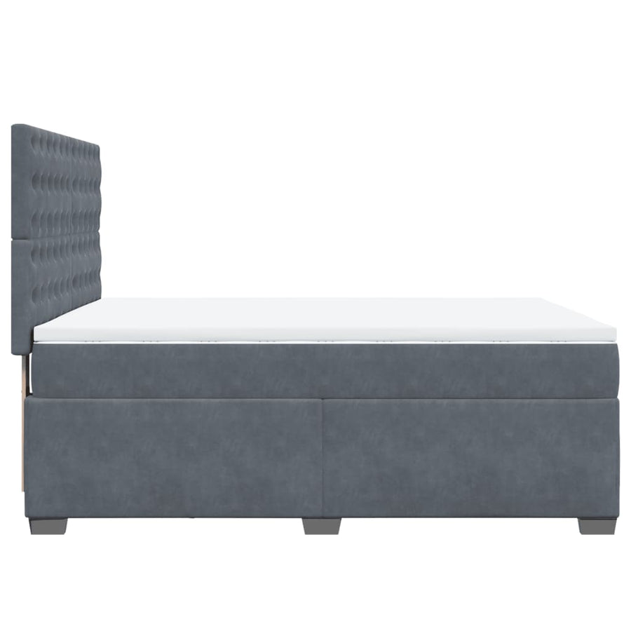 Boxspring met matras fluweel donkergrijs 140x200 cm
