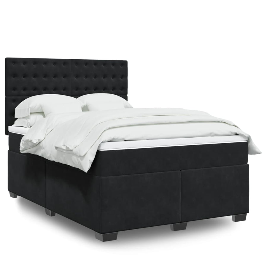 Boxspring met matras fluweel zwart 140x200 cm