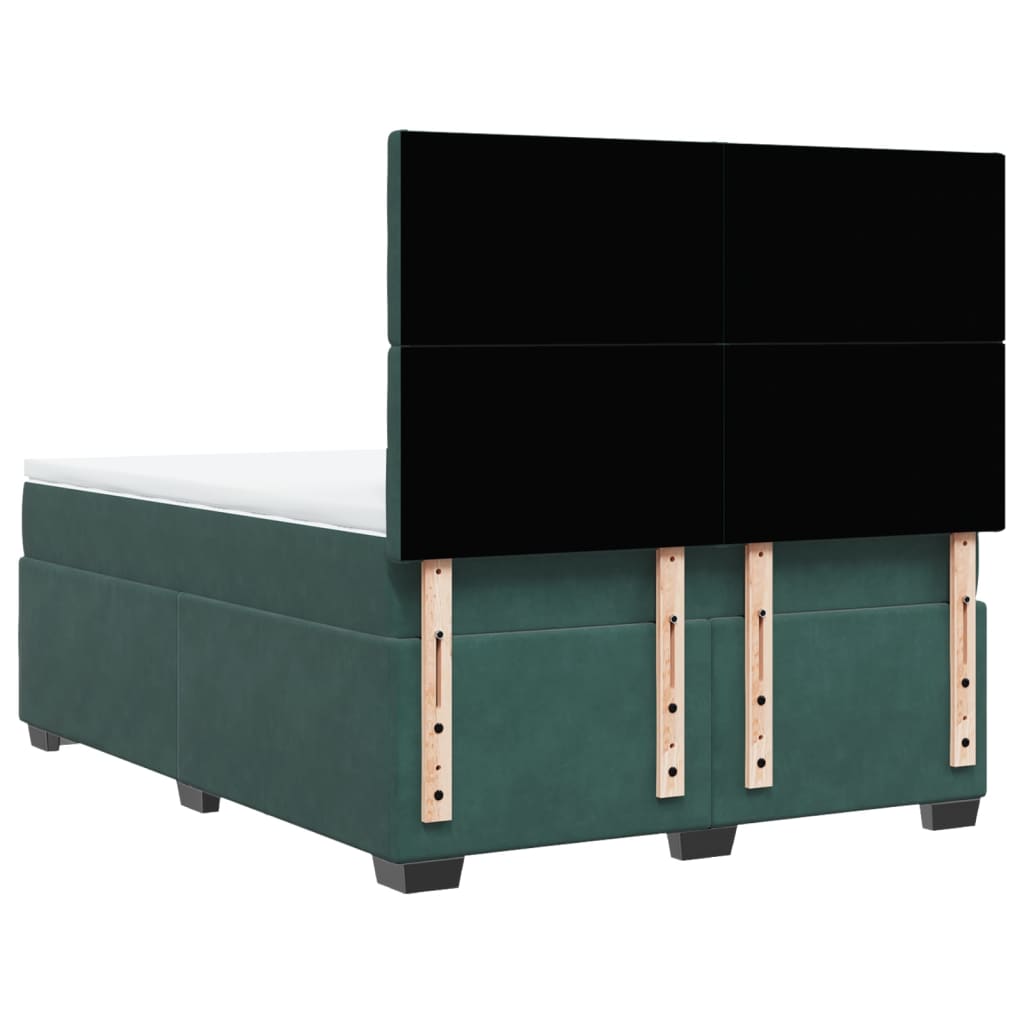 Boxspring met matras fluweel donkergroen 140x200 cm