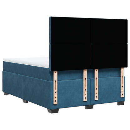 Boxspring met matras fluweel blauw 140x200 cm