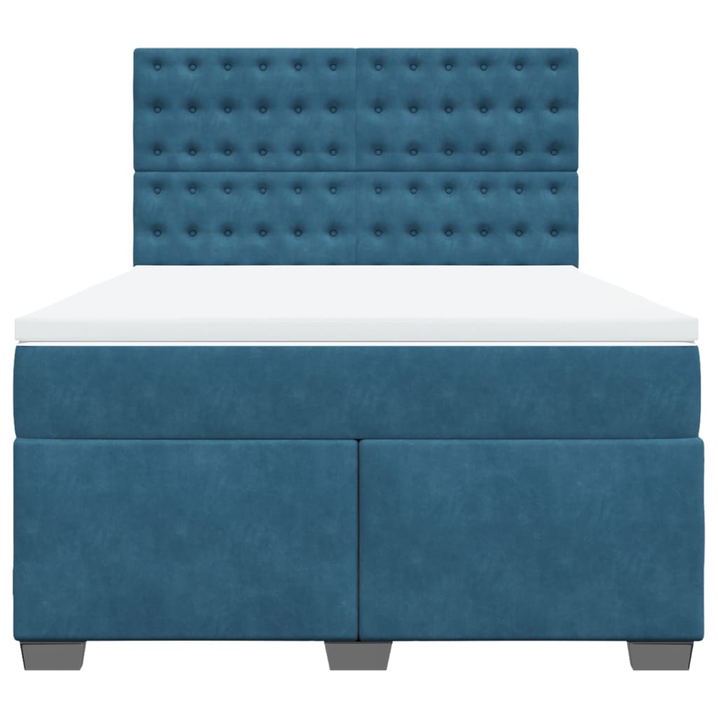 Boxspring met matras fluweel blauw 140x200 cm