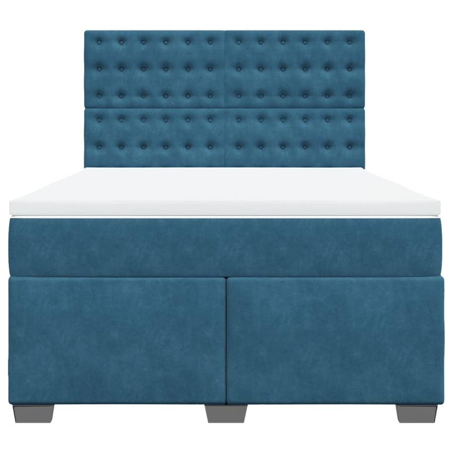 Boxspring met matras fluweel blauw 140x200 cm
