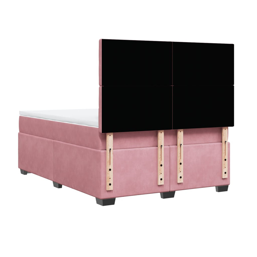 Boxspring met matras fluweel roze 140x200 cm