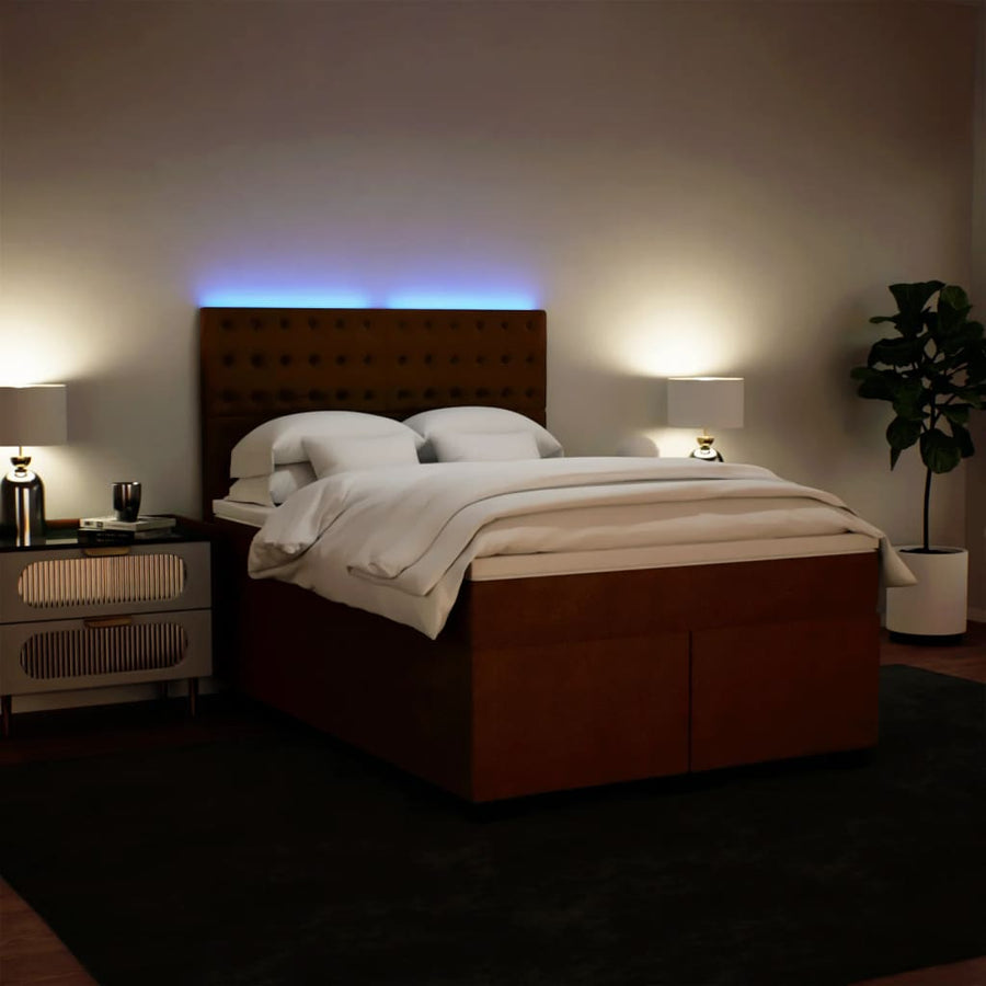 Boxspring met matras fluweel roze 140x200 cm