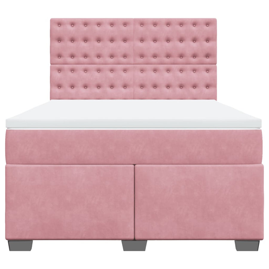 Boxspring met matras fluweel roze 140x200 cm