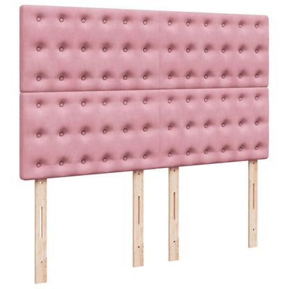 Boxspring met matras fluweel roze 140x200 cm