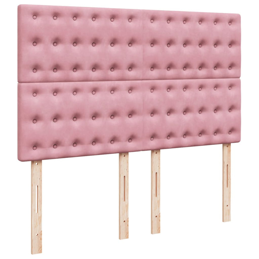 Boxspring met matras fluweel roze 140x200 cm