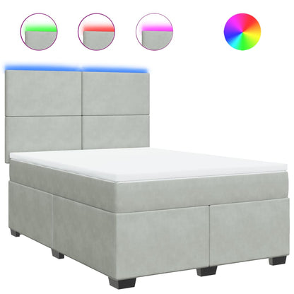 Boxspring met matras fluweel lichtgrijs 160x200 cm