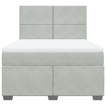 Boxspring met matras fluweel lichtgrijs 160x200 cm