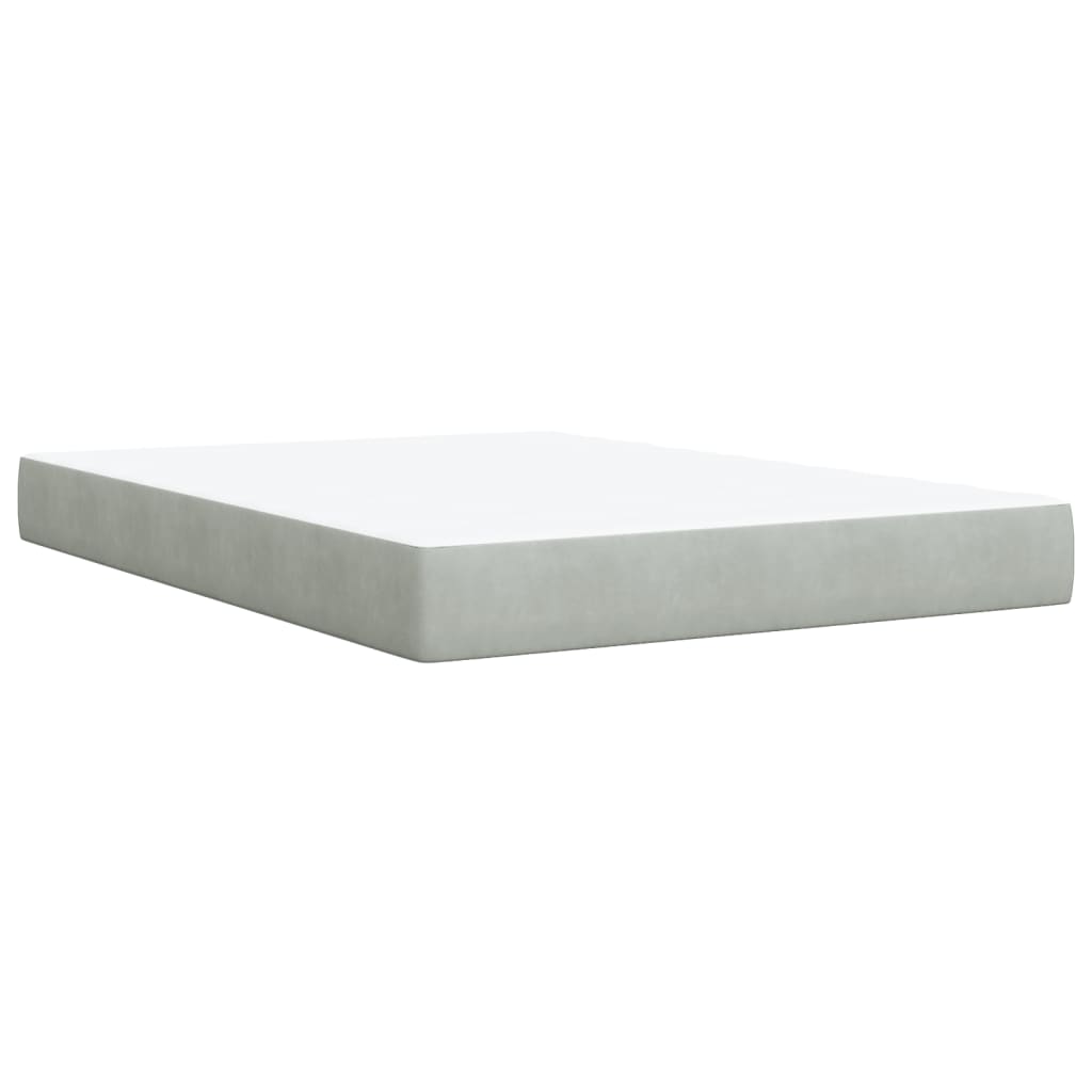 Boxspring met matras fluweel lichtgrijs 160x200 cm