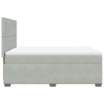 Boxspring met matras fluweel lichtgrijs 160x200 cm