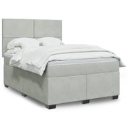 Box spring with velvet light gray mattress 160x200 cm
