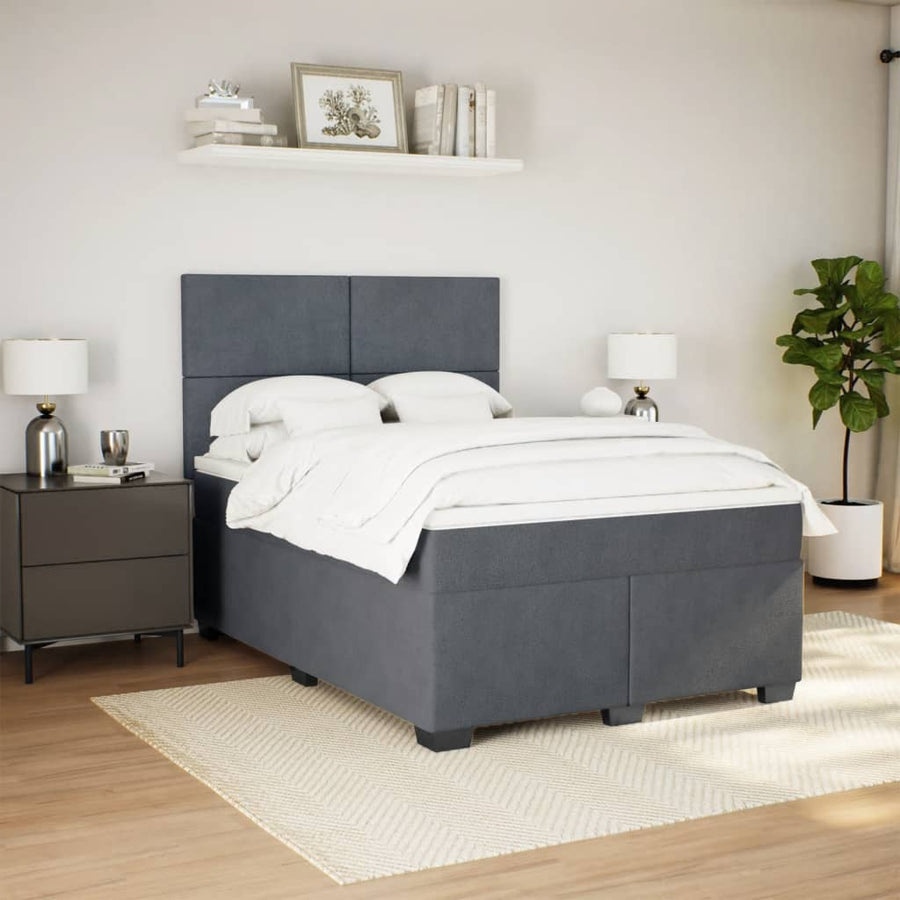 Boxspring met matras fluweel donkergrijs 160x200 cm
