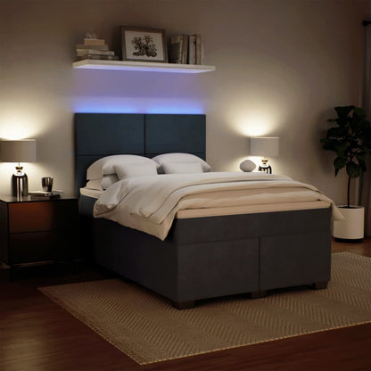Boxspring met matras fluweel donkergrijs 160x200 cm