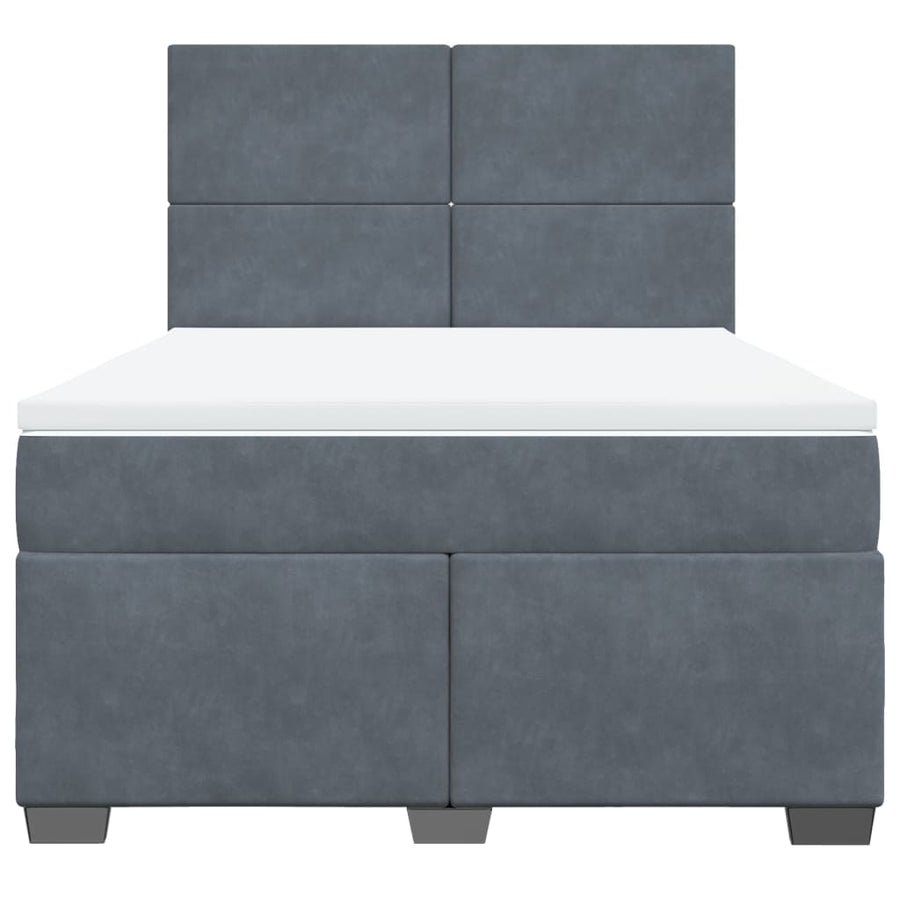 Boxspring met matras fluweel donkergrijs 160x200 cm
